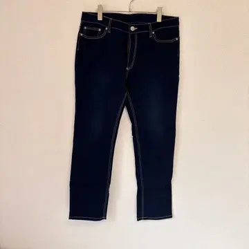 [ back and forth ] (XL) 테이퍼드 데님 배색 스티치