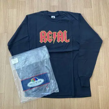 USA제 REAL SKATEBOARDS AC/DC 로고 L/S 티셔츠