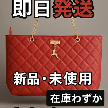 레드 퀼팅 토트백 (사슴 참 포함)