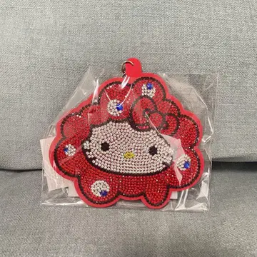 새상품 오사카 만박 먀쿠먀쿠 산리오 키티 반짝이 가죽 키링