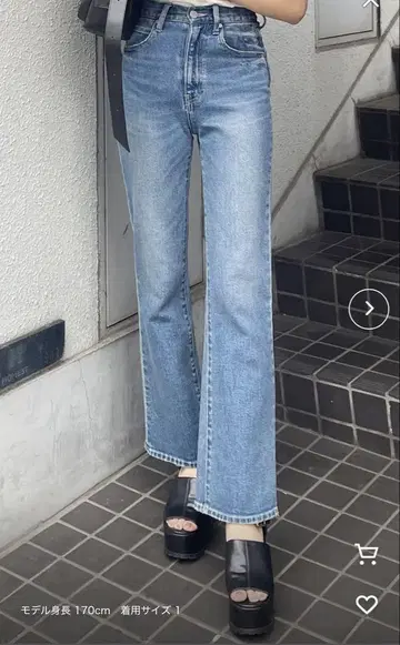 MURUA 하이웨스트 빈티지 플레어 데님 블루 size 2