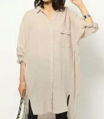 백 드로스트 린넨 롱 셔츠