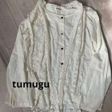 tumugu 레이스 숄 포함 셔츠 숄카라 아이보리