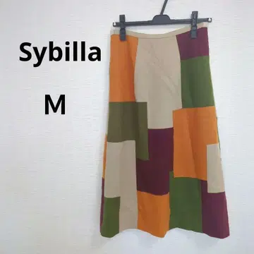 Sybilla 패치워크 무릎 기장 스커트 M 울 100