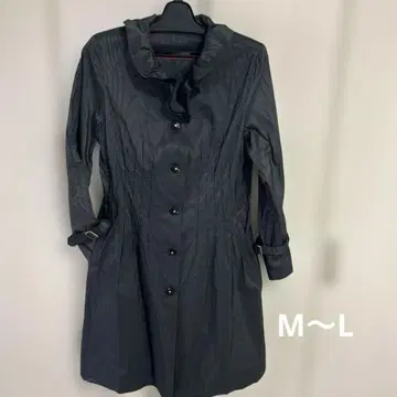 프릴 옷깃 블랙 트렌치코트