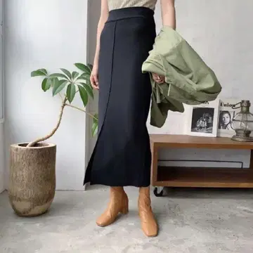 STYLEMIXER 슬릿 롱 여성 스커트 BLK