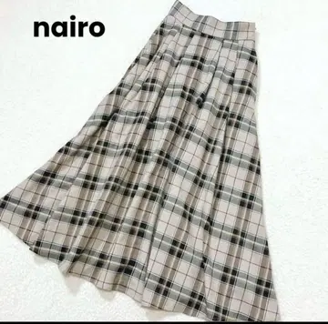 나이로 nairo 하이웨스트 볼륨 스커트 체크 플레어 롱