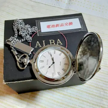 미사용 새상품 세이코 ALBA SUCCESS 회중시계 실버 헌터 케이스