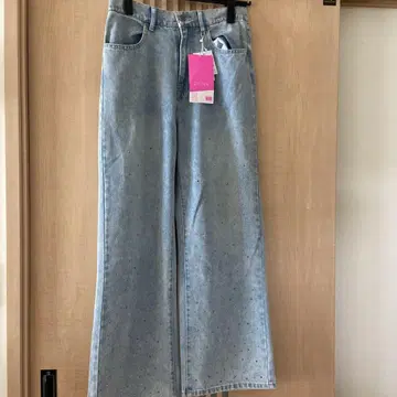 택 포함 새상품 2PINK 비즈 데님 팬츠