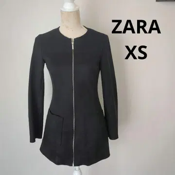 자라 블랙 페이크 스웨이드 노카라 자켓 코트 XS