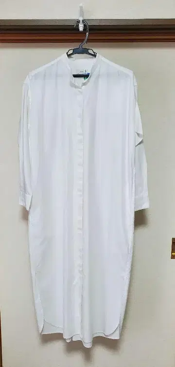 IENA 밴드 카라 롱 셔츠 원피스 화이트