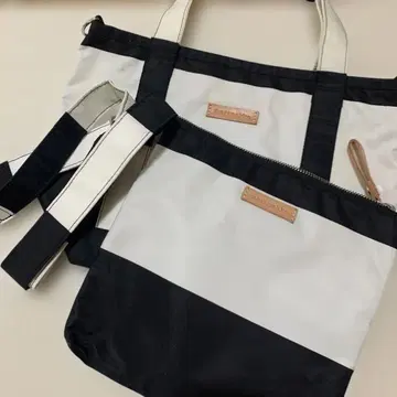 마리메꼬 토트백 화이트 블랙 파우치 세트