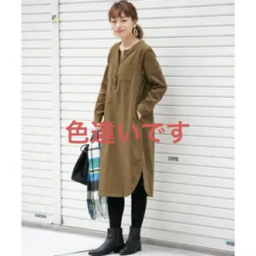 서니 라벨 더블 포켓 코듀로이 원피스 프리 사이즈 네이비