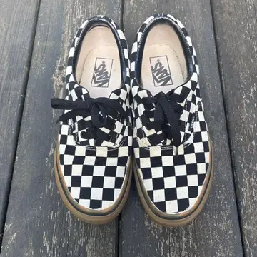 VANS 체커 24cm 스니커즈 화이트 블랙