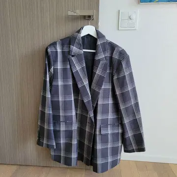 사이드 집 체크 오버 재킷