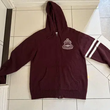 Champion 버건디 풀 지퍼 후드티 X-LARGE