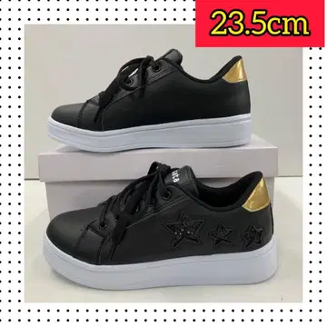 23.5cm 새상품 여성용 멋스러운 스니커즈 라메 초경량 블랙