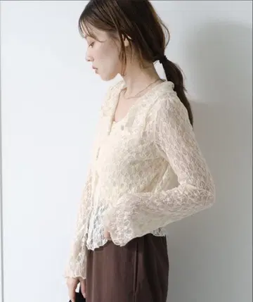 [미사용 택 포함] Kastane 카라 부착 레이스 풀오버 아이보리 M