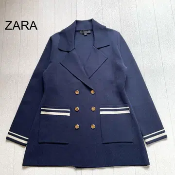 ZARA 크로스 니트 블레이저 네이비 L