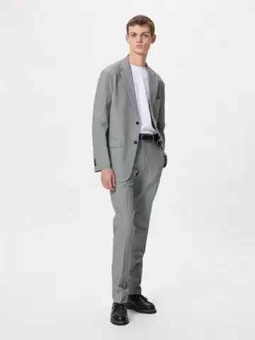유니클로 감동 팬츠/체크 허리 82 길이 73 321-478106