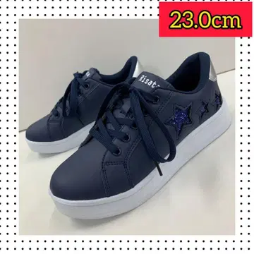 23.0cm 새상품 여성용 멋진 스니커즈 라메 초경량 네이비 컬러