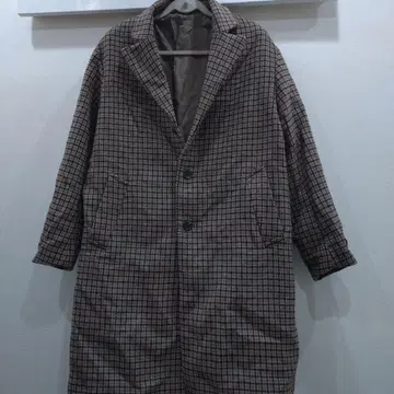뉴질랜드 울 체크 무늬 롱 코트