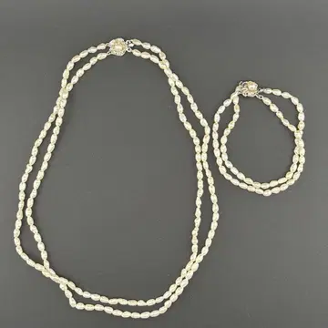 담수 진주 2단 목걸이와 팔찌 세트 [ 새상품급 ]