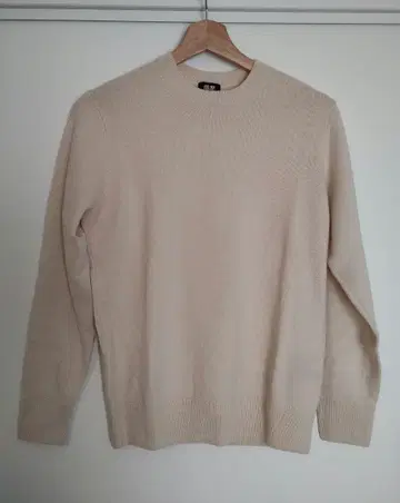 UNIQLO 크루넥 캐시미어 100% 스웨터 남성용 S 아이보리