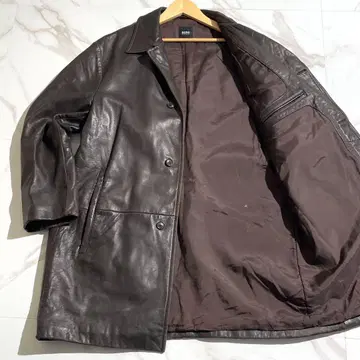 [ 새상품급 ] 휴고보스 가죽 코트 브라운 2XL