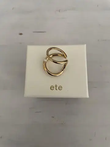 ete 에테 이중 링 펄 이어커프 골드