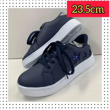 23.5cm 새상품 여성용 멋진 스니커즈 라메 초경량 네이비 컬러