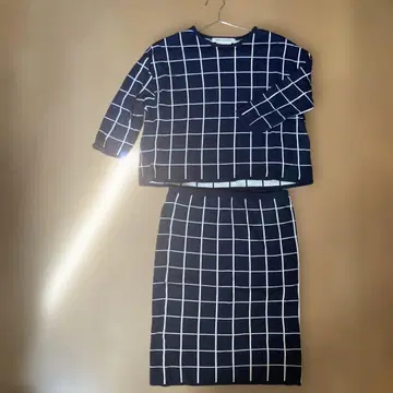 GREEN LABEL RELAXING 체크 무늬 스커트 셋업
