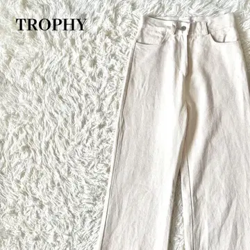 [한국 브랜드] 트로피 와이드 데님 팬츠 컷오프 아이보리 W31