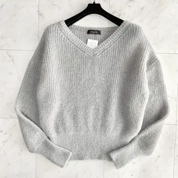 새상품 Demi-Luxe BEAMS 모헤어 아제 V넥 풀오버 니트