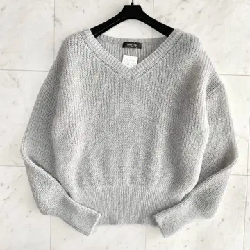 새상품 Demi-Luxe BEAMS 모헤어 아제 V넥 풀오버 니트