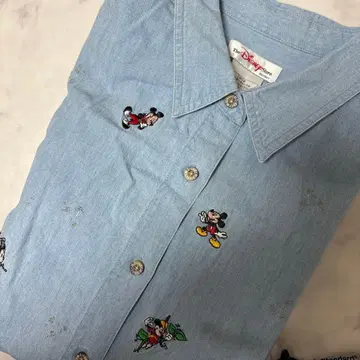 레어 디즈니 스토어 빈티지 미키 자수 데님 셔츠