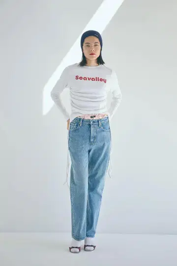 SEAVALLEY 글리터 셔링 탑 화이트