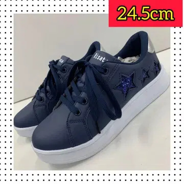 24.5cm 새상품 여성용 패션 스니커즈 라메 초경량 네이비 컬러