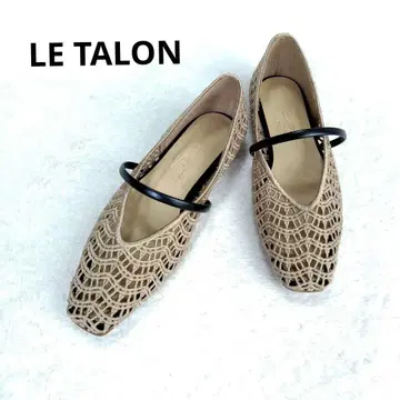 컨디션 최상 2025 LE TALON 스퀘어 크로셰 스트랩 플랫 일본제