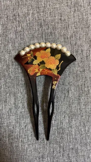 꽃무늬 펄 장식 일본풍 머리 장식