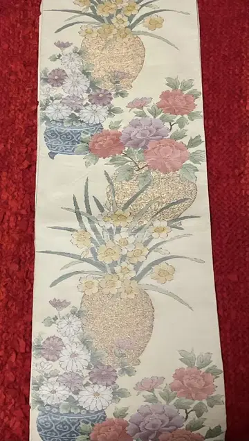 후쿠로 오비 꽃병과 꽃 디자인 육통 1151