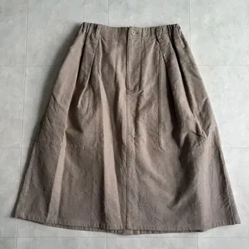 Plantation 턱 플레어 스커트 모카 M 일본제 허리밴딩