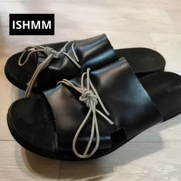 ISHMM 블랙 가죽 오픈토 샌들
