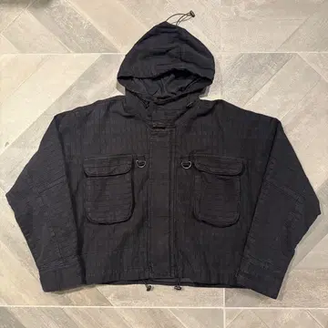 ZARA/자라/자카드 데님 자켓/후드 부착/드로우 코드 부착