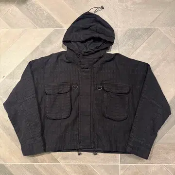 ZARA/자라/자카드 데님 자켓/후드 부착/드로우 코드 부착