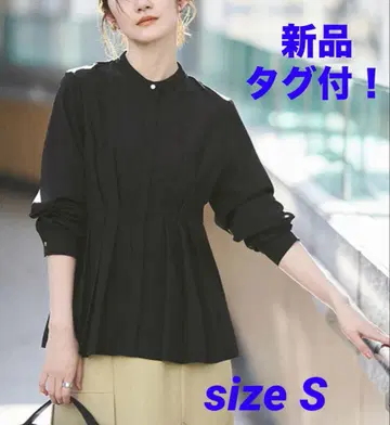 긴팔 플리츠 셔츠 블랙 네이비
