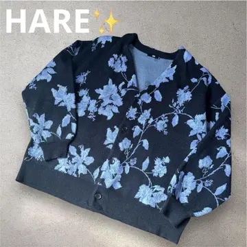 HARE 하이 게이지 플라워 모티브 가디건 블랙 S 사이즈