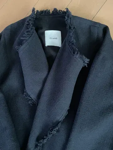 클라네 코튼 린넨 프린지 자켓 블랙