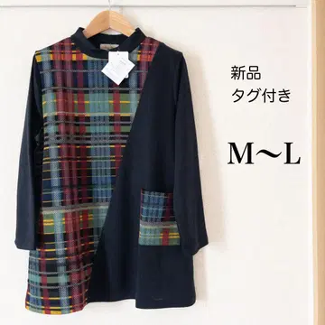 [택 포함 새상품] 멋스러운 긴팔 니트 체크 무늬 M~L