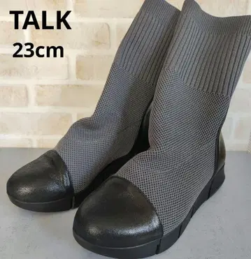 새상품급 TALK 천연 가죽 삭스 부츠 웨지 백 지퍼 23EEE